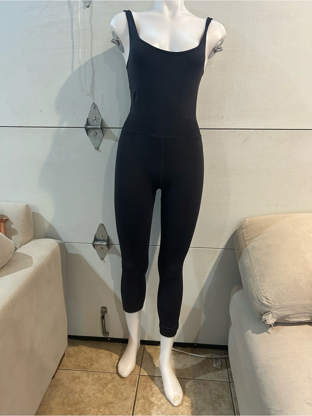 Free People Black Sleeveless High-Waist Jumpsuit Legging
